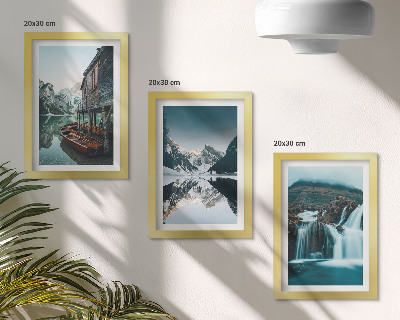 3-piece wall art set Mountain landscapes with a waterfall and a lake