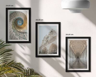 3-piece wall art set The cathedral's spiral staircase, view of the building's facade, and a tiled corridor