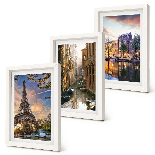 Photo frame wall The Eiffel Tower, the canals of Venice, and the streets of Amsterdam