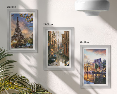 Photo frame wall The Eiffel Tower, the canals of Venice, and the streets of Amsterdam
