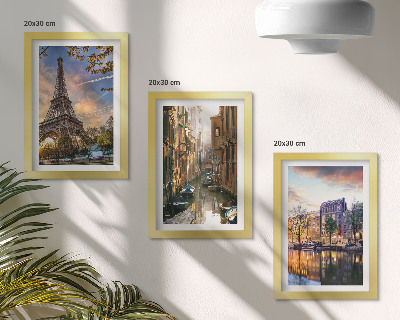 Photo frame wall The Eiffel Tower, the canals of Venice, and the streets of Amsterdam