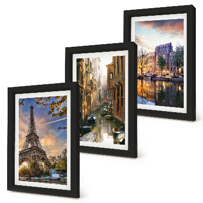 Photo frame wall The Eiffel Tower, the canals of Venice, and the streets of Amsterdam