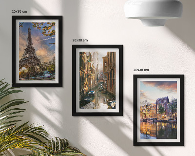 Photo frame wall The Eiffel Tower, the canals of Venice, and the streets of Amsterdam