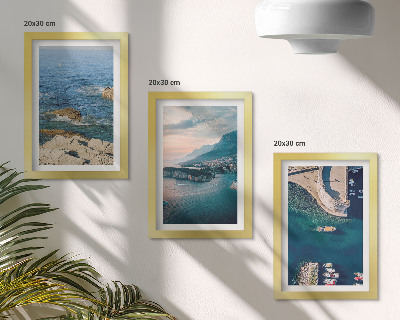 3-piece wall art set Sea views with cliffs and mountain ports