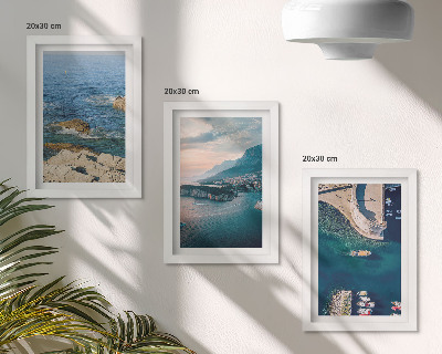 3-piece wall art set Sea views with cliffs and mountain ports