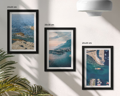 3-piece wall art set Sea views with cliffs and mountain ports