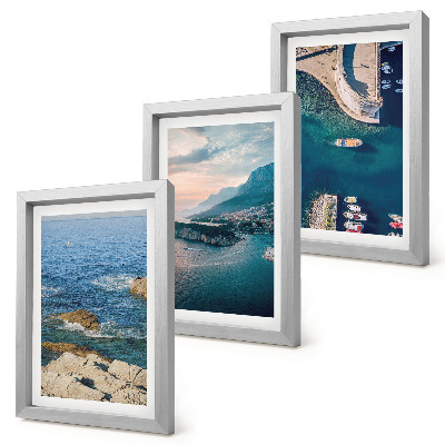 3-piece wall art set Sea views with cliffs and mountain ports