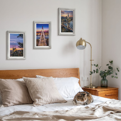 Photo frame wall City views with bridges and sunsets