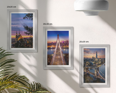 Photo frame wall City views with bridges and sunsets