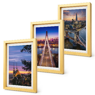 Photo frame wall City views with bridges and sunsets