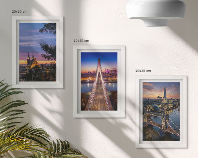 Photo frame wall City views with bridges and sunsets