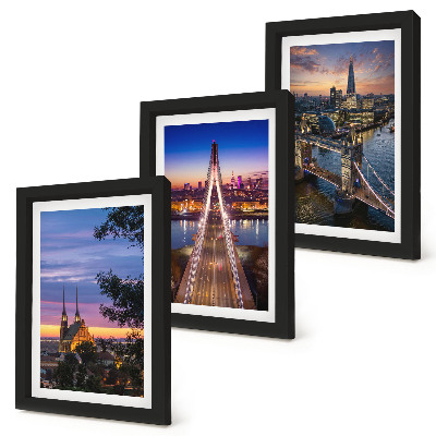 Photo frame wall City views with bridges and sunsets