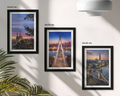 Photo frame wall City views with bridges and sunsets