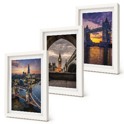 Framed triptych Views of the city with bridges and clock towers