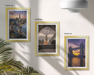 Framed triptych Views of the city with bridges and clock towers