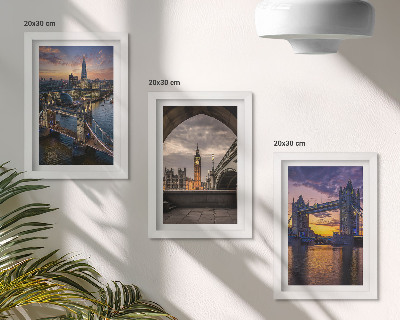 Framed triptych Views of the city with bridges and clock towers