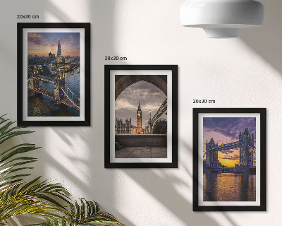 Framed triptych Views of the city with bridges and clock towers