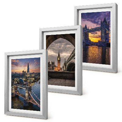 Framed triptych Views of the city with bridges and clock towers