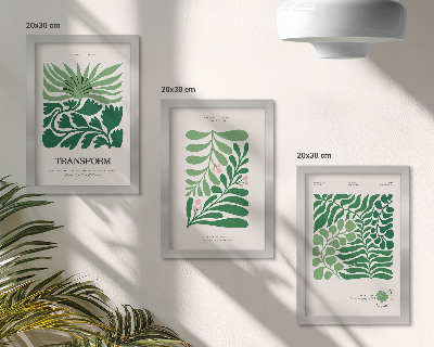 3-piece wall art set A set of green leaves and plants in various shapes