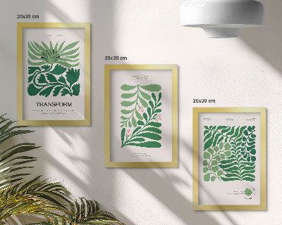 3-piece wall art set A set of green leaves and plants in various shapes