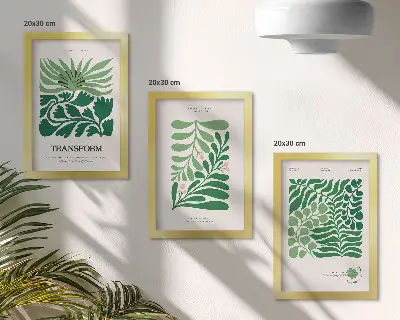 3-piece wall art set green leaves and plants in various shapes