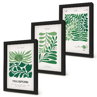 3-piece wall art set A set of green leaves and plants in various shapes
