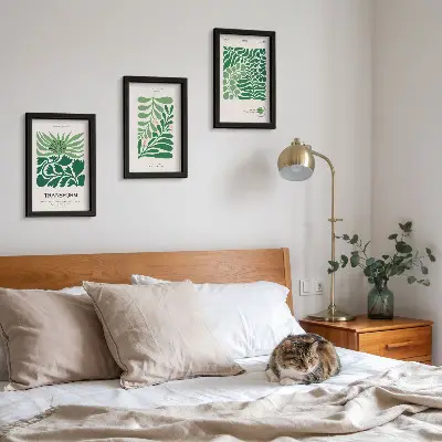 3-piece wall art set green leaves and plants in various shapes