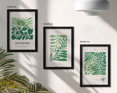 3-piece wall art set A set of green leaves and plants in various shapes