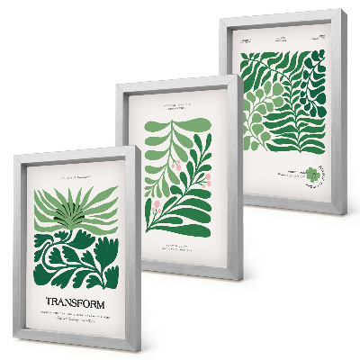 3-piece wall art set A set of green leaves and plants in various shapes