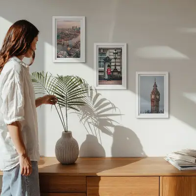 Photo frame wall featuring Views of London with the bridge and Big Ben