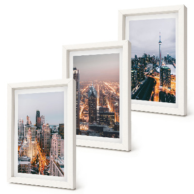 3-piece wall art set Night city views with skyscrapers and lights