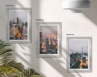 3-piece wall art set Night city views with skyscrapers and lights