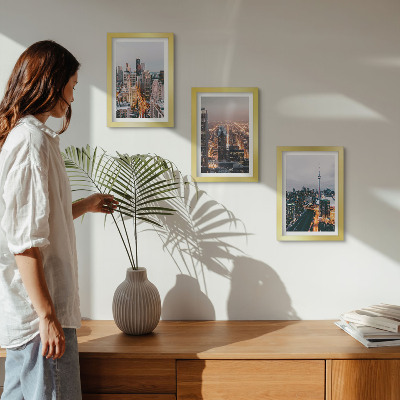 3-piece wall art set Night city views with skyscrapers and lights