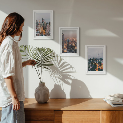 3-piece wall art set Night city views with skyscrapers and lights