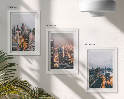 3-piece wall art set Night city views with skyscrapers and lights