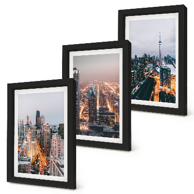 3-piece wall art set Night city views with skyscrapers and lights