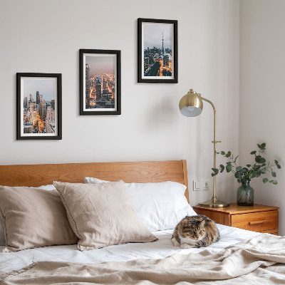 3-piece wall art set Night city views with skyscrapers and lights
