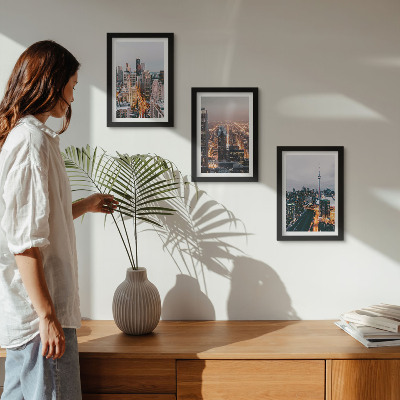 3-piece wall art set Night city views with skyscrapers and lights