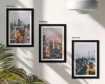 3-piece wall art set featuring night city views with skyscrapers and lights
