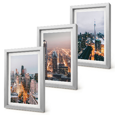 3-piece wall art set Night city views with skyscrapers and lights
