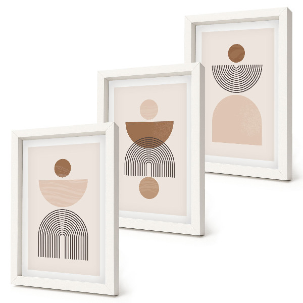 Photo frame wall Abstract shapes in shades of brown and beige