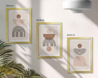 Photo frame wall Abstract shapes in shades of brown and beige