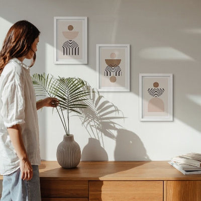 Photo frame wall Abstract shapes in shades of brown and beige