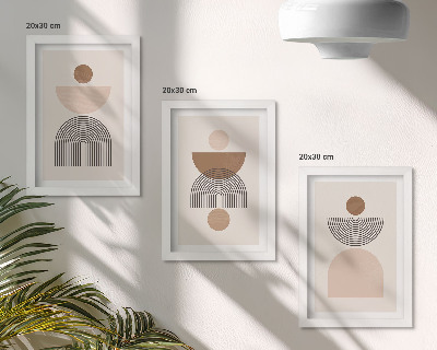 Photo frame wall Abstract shapes in shades of brown and beige