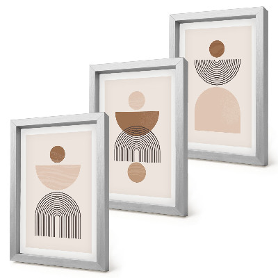 Photo frame wall Abstract shapes in shades of brown and beige