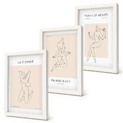 Framed triptych Linear silhouettes of women in minimalist posters