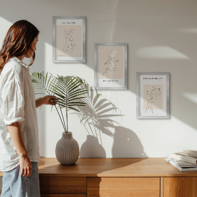 Framed triptych Linear silhouettes of women in minimalist posters