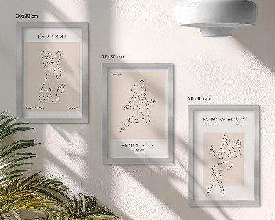 Framed triptych Linear silhouettes of women in minimalist posters