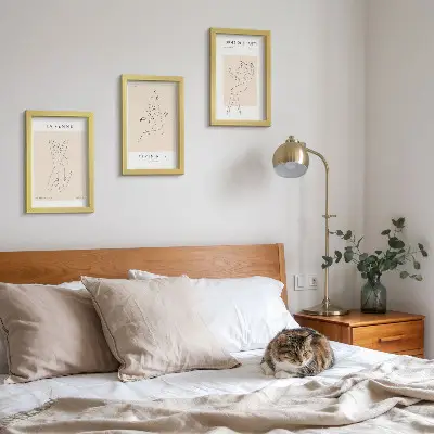 Linear silhouettes of women minimalist posters framed triptych
