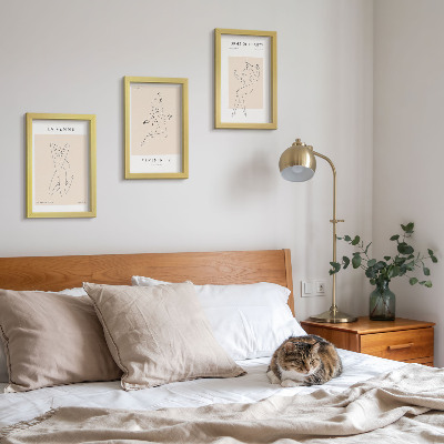 Framed triptych Linear silhouettes of women in minimalist posters